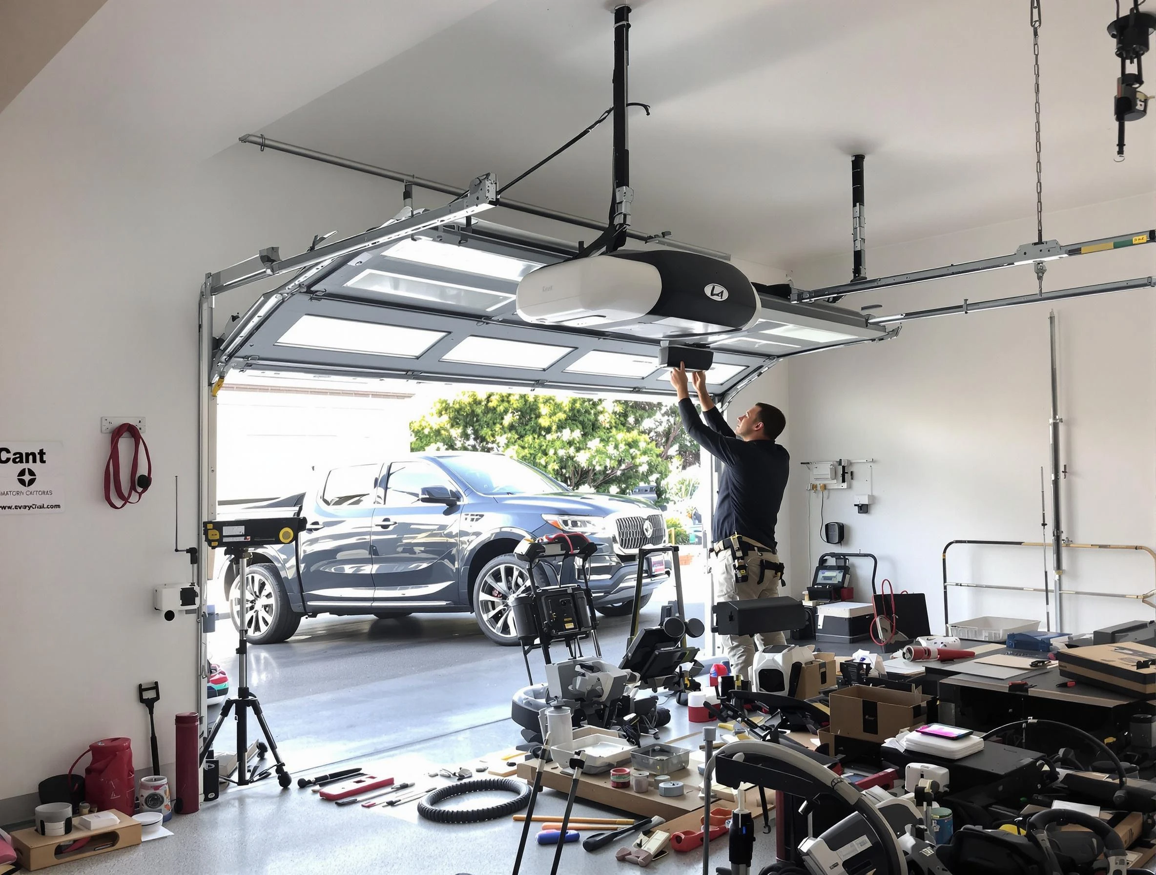 Kendall Park Garage Door Repair specialist installing smart garage door opener system in Kendall Park home